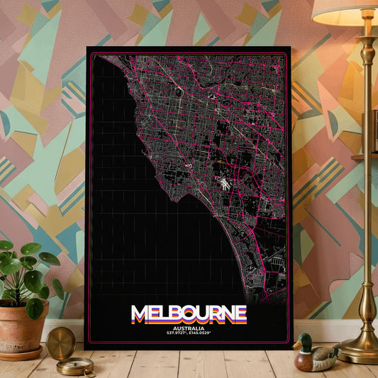 Melbourne Retro Map Poster