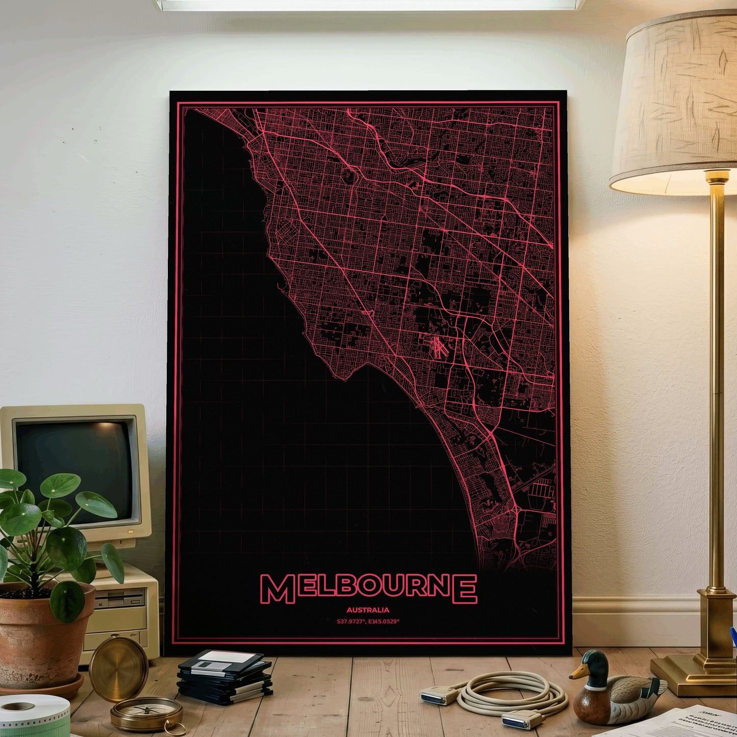 Melbourne Phosphor Map Poster - System Alert