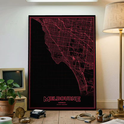 Melbourne Phosphor Map Poster - System Alert