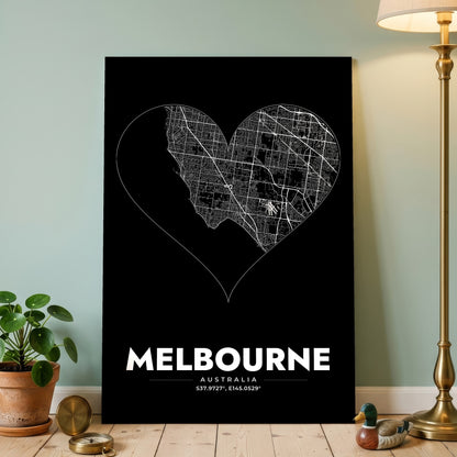 Melbourne Heart Map Poster