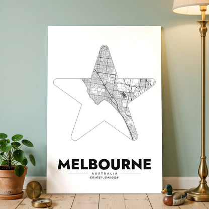 Melbourne Star Map Poster