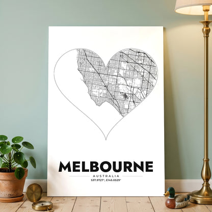 Melbourne Heart Map Poster