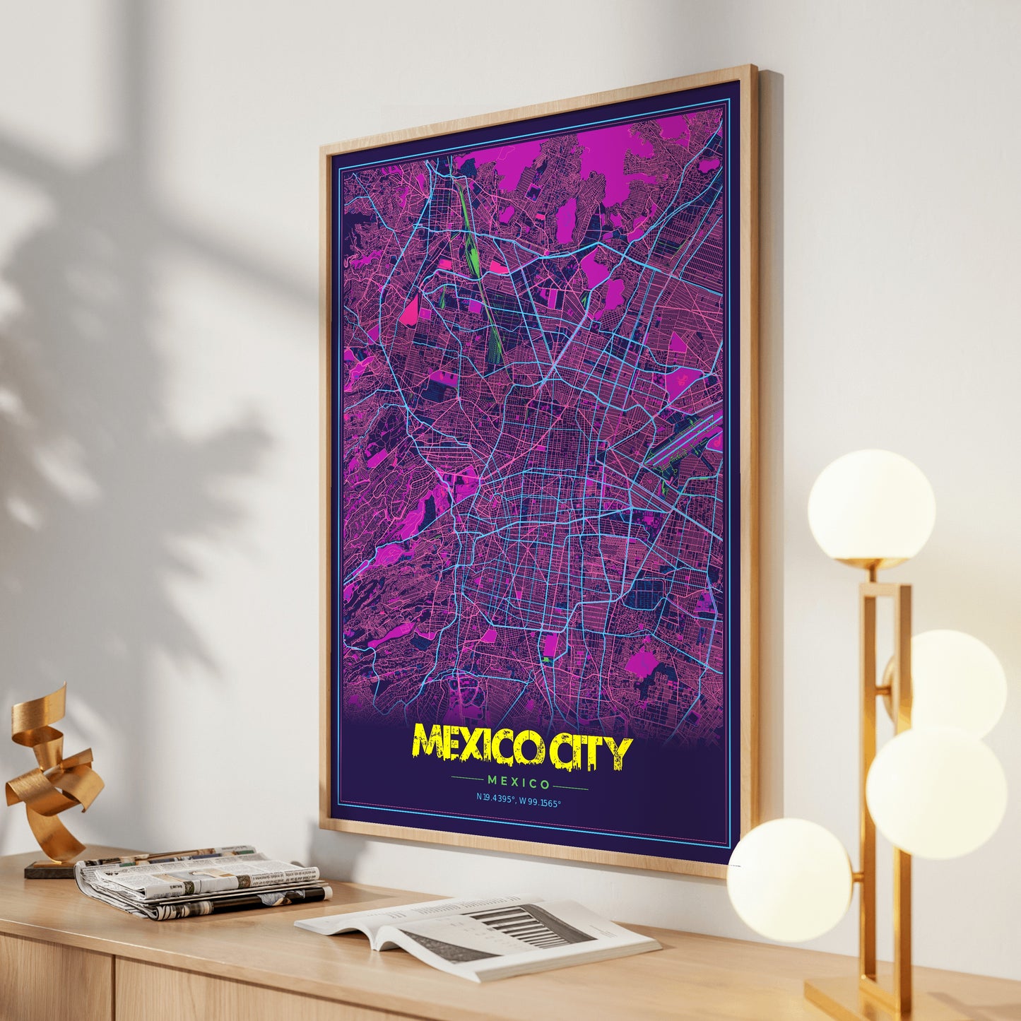 Mexico City Cyberpunk Map Poster