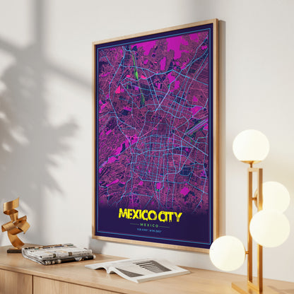 Mexico City Cyberpunk Map Poster