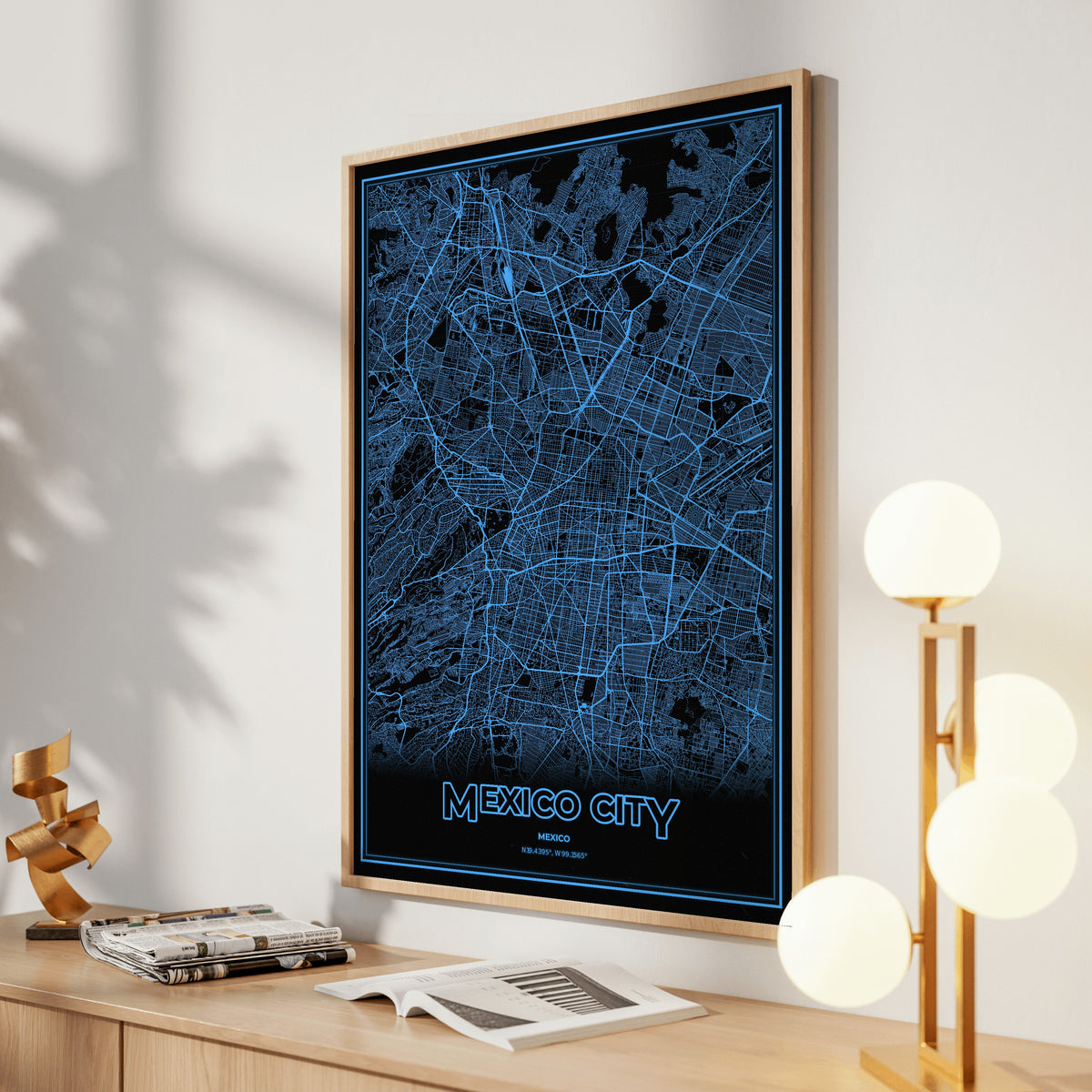 Mexico City Phosphor Map Poster - IBM Blue