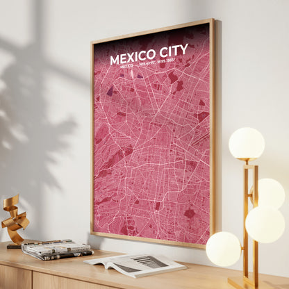 Mexico City Scarlet Map Poster
