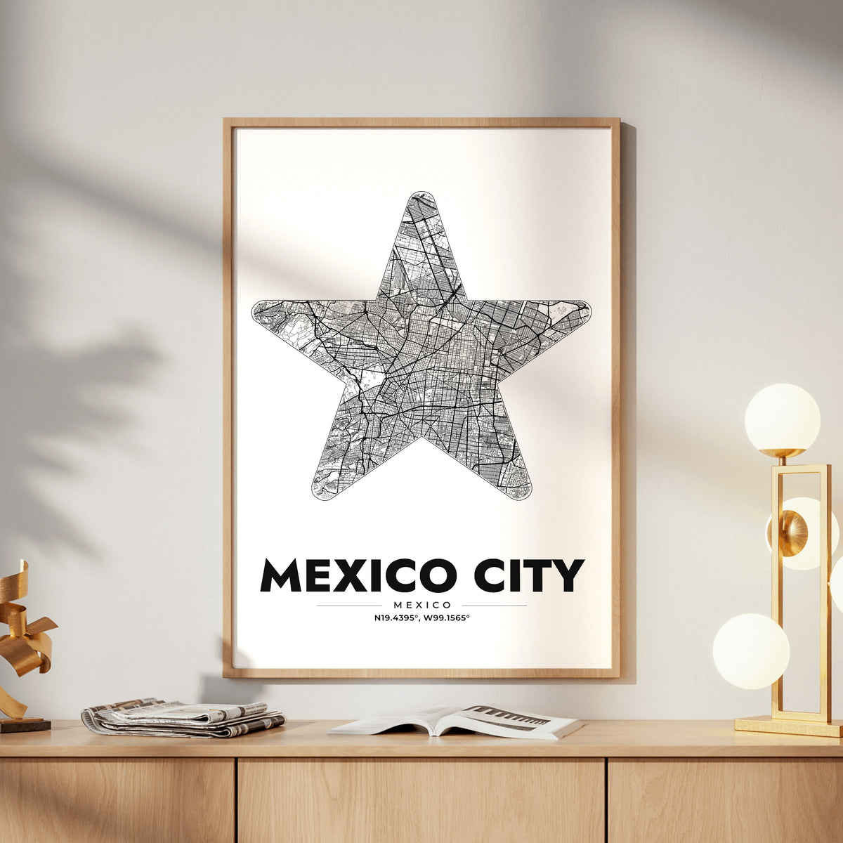 Mexico City Star Map Poster