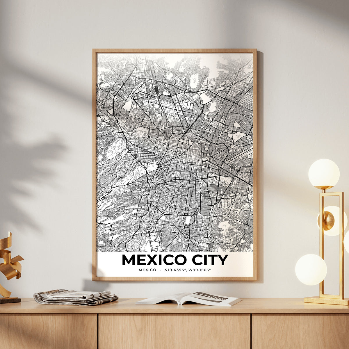 Mexico City Elegant Map Poster