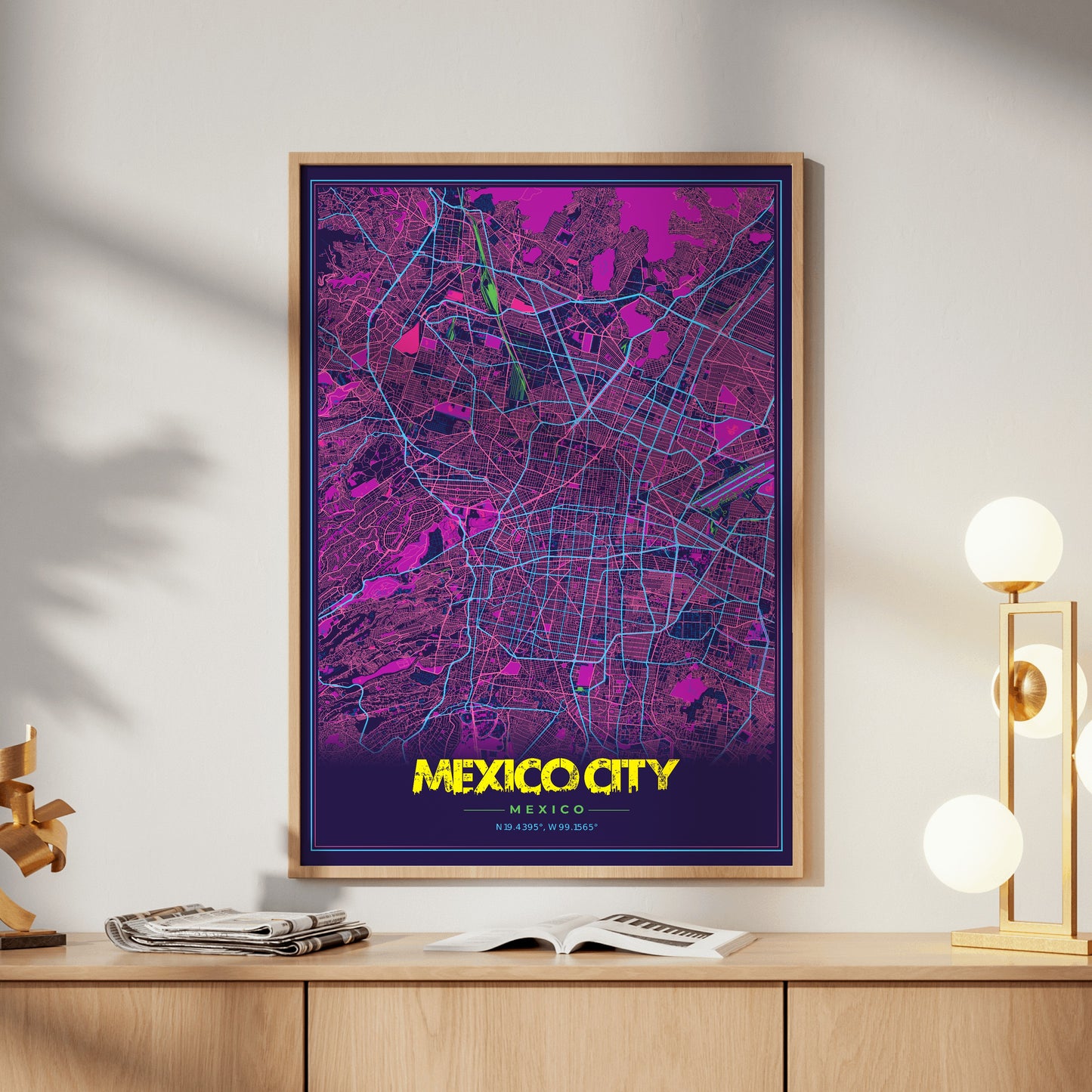Mexico City Cyberpunk Map Poster