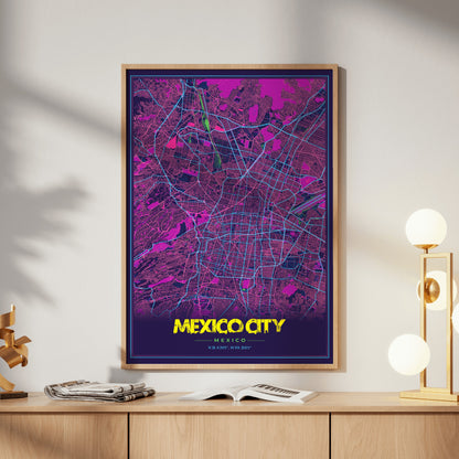 Mexico City Cyberpunk Map Poster