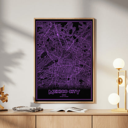 Mexico City Phosphor Map Poster - EGA Violet