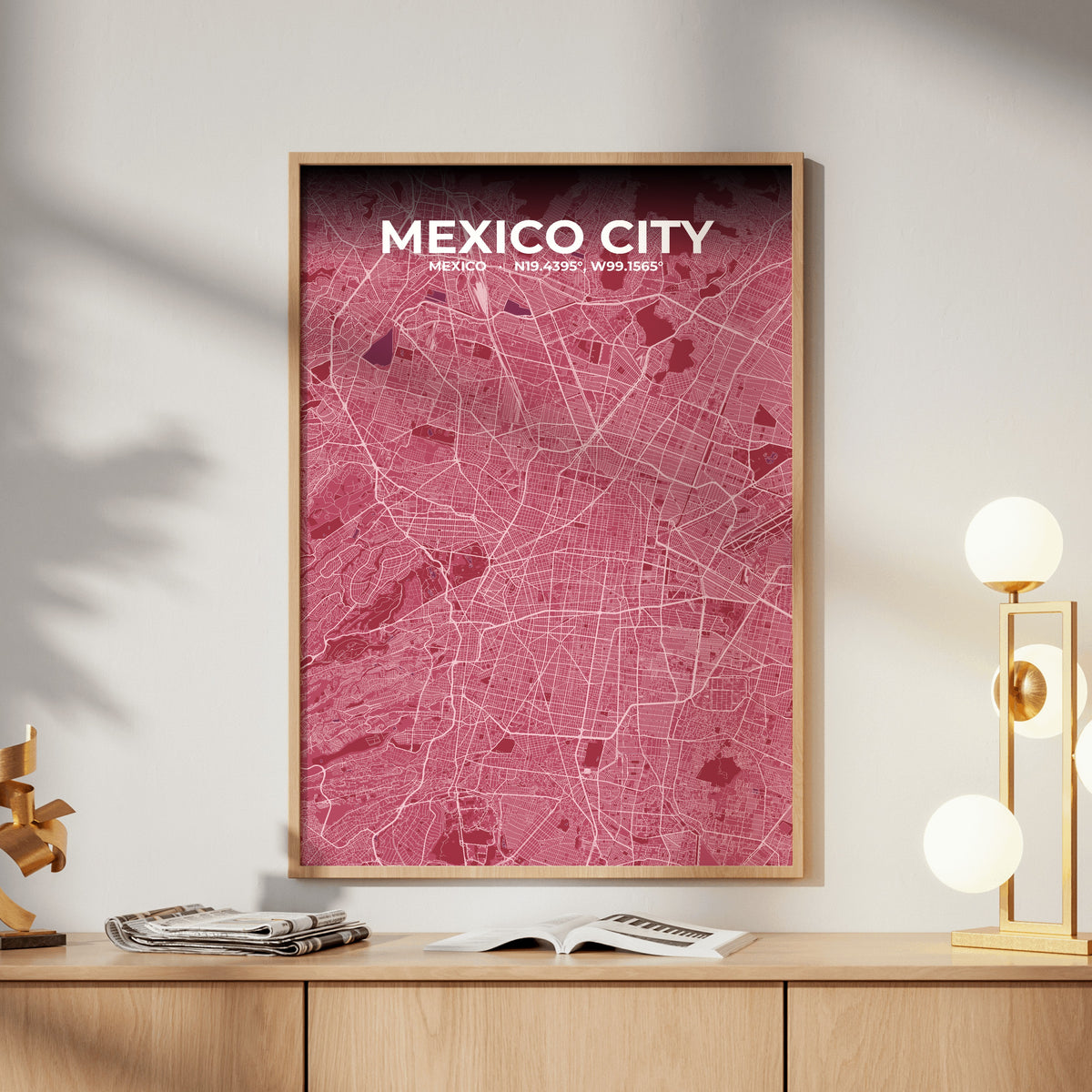 Mexico City Scarlet Map Poster