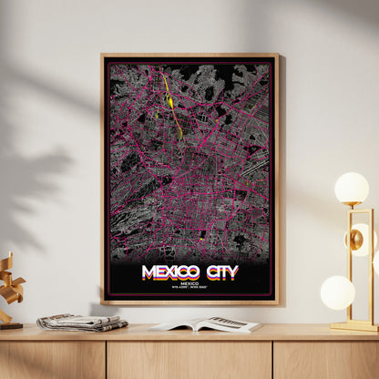 Mexico City Retro Map Poster