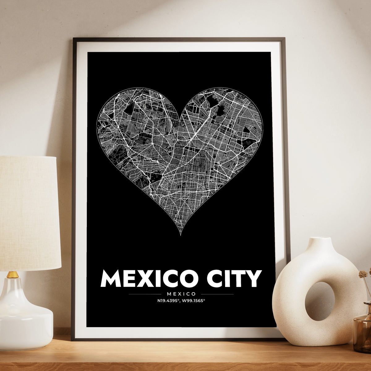 Mexico City Heart Map Poster