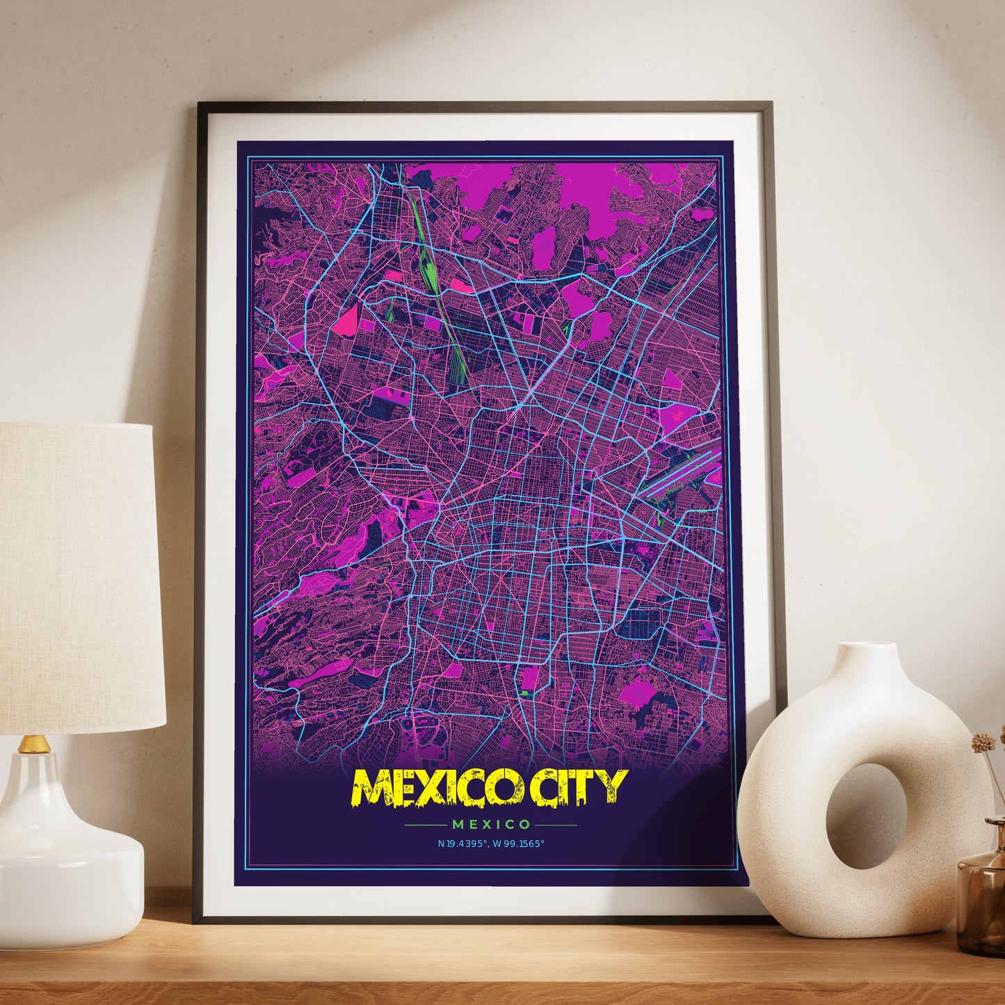 Mexico City Cyberpunk Map Poster