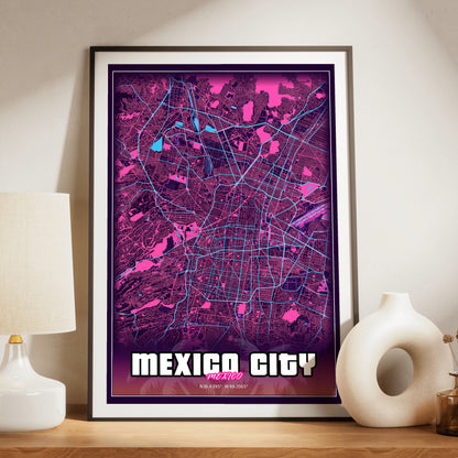 Mexico City GTA Map Poster