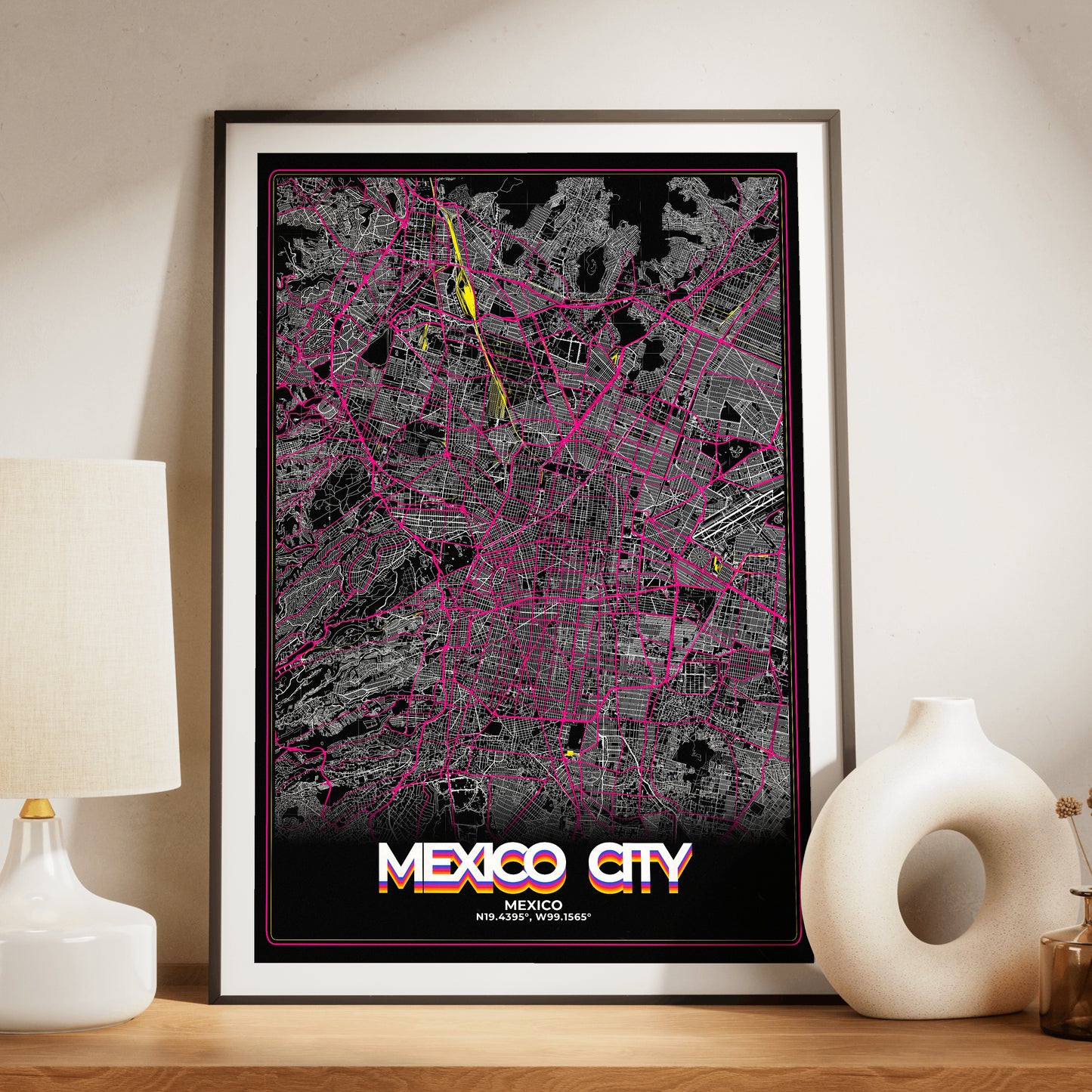Mexico City Retro Map Poster