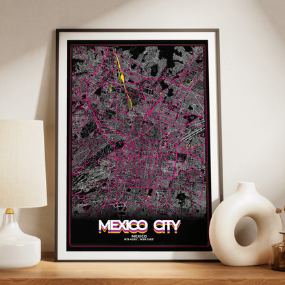 Mexico City Retro Map Poster