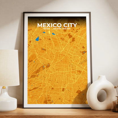 Mexico City Scorch Map Poster