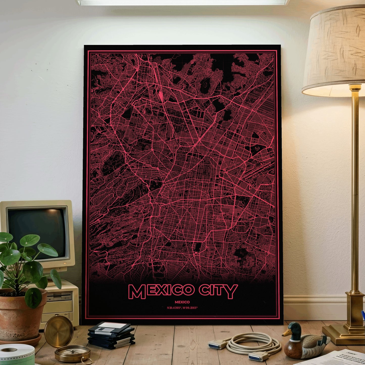 Mexico City Phosphor Map Poster - System Alert