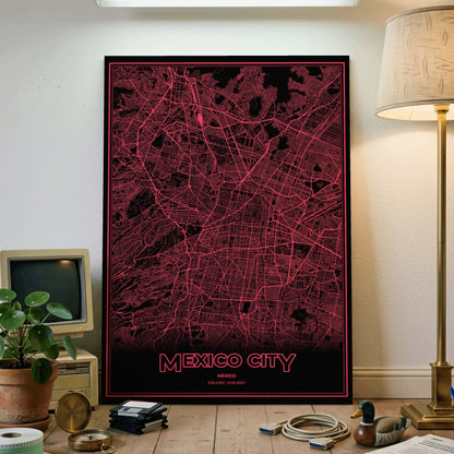 Mexico City Phosphor Map Poster - System Alert
