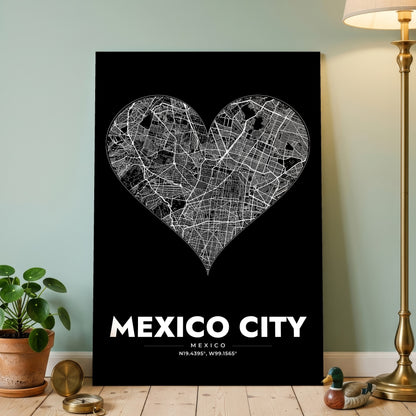 Mexico City Heart Map Poster
