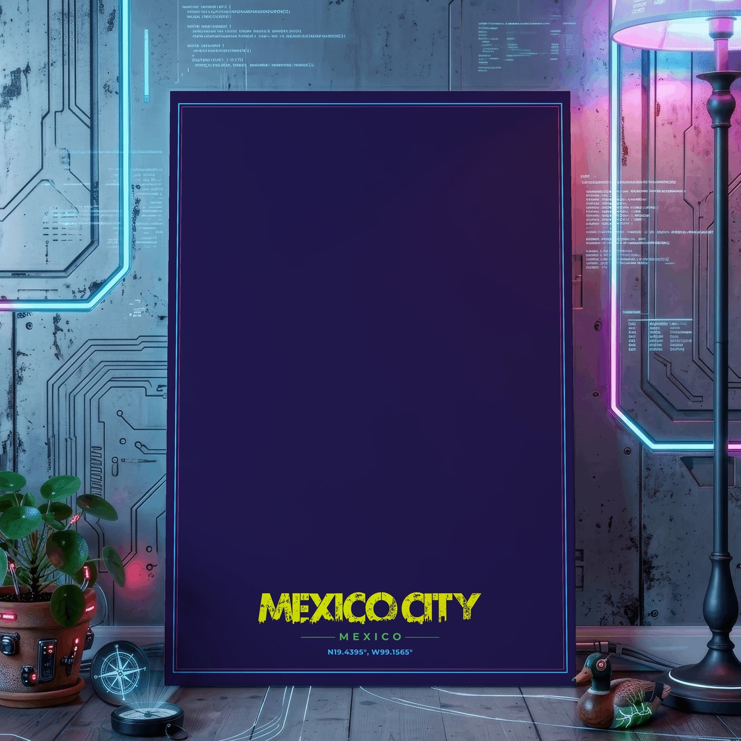 Mexico City Cyberpunk Map Poster