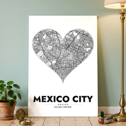 Mexico City Heart Map Poster