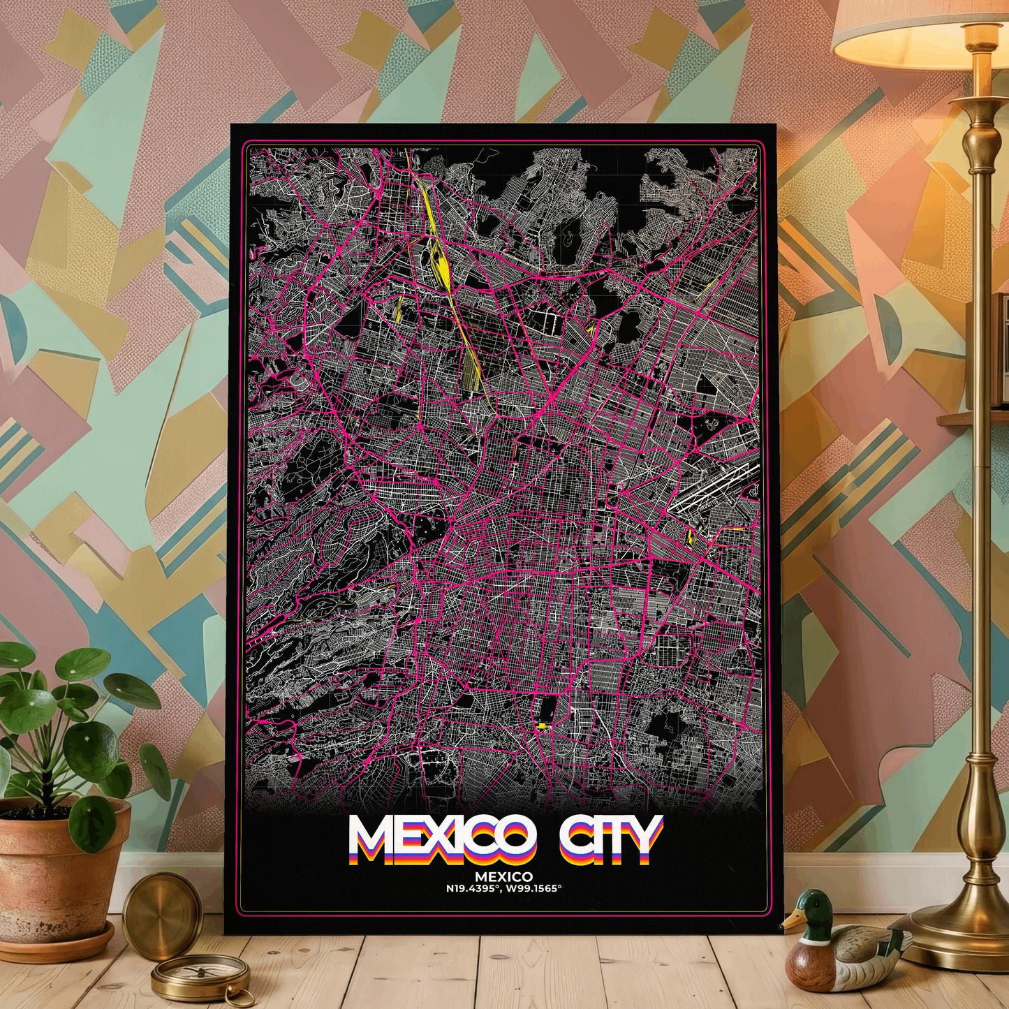 Mexico City Retro Map Poster
