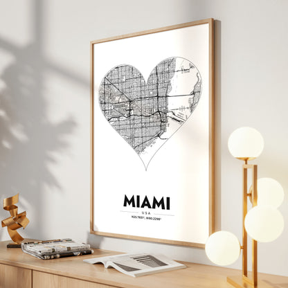 Miami Heart Map Poster