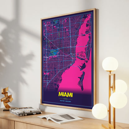 Miami Cyberpunk Map Poster