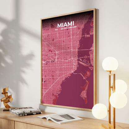 Miami Scarlet Map Poster