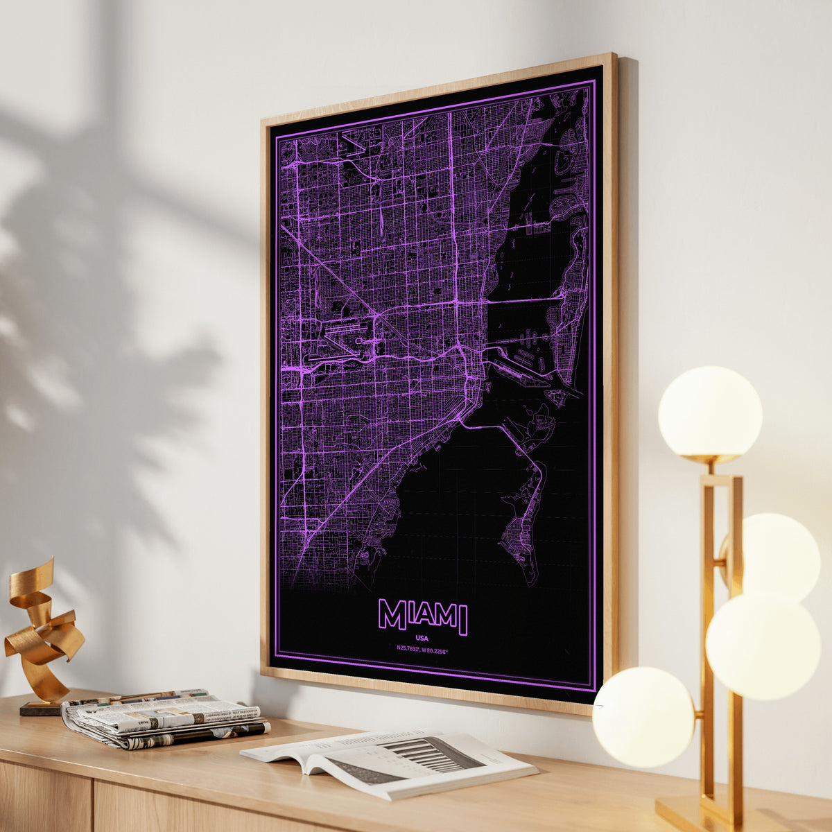 Miami Phosphor Map Poster - EGA Violet