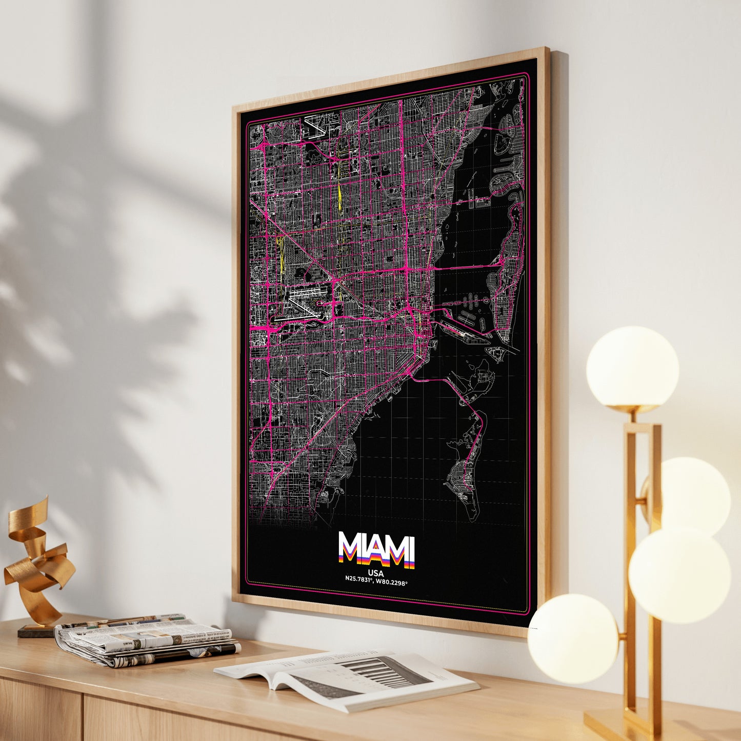 Miami Retro Map Poster