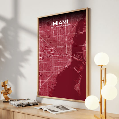Miami Garnet Map Poster