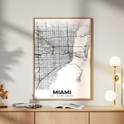 Miami Elegant Map Poster