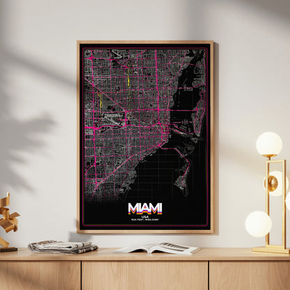 Miami Retro Map Poster