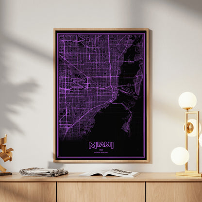 Miami Phosphor Map Poster - EGA Violet