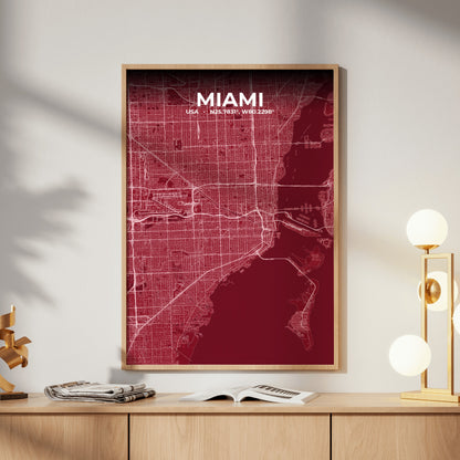 Miami Garnet Map Poster