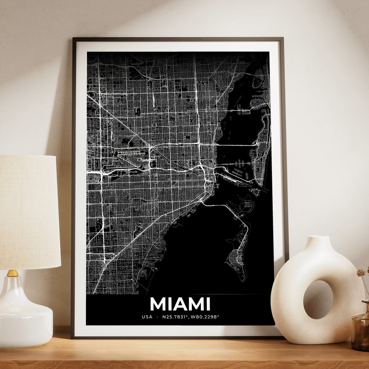 Miami Elegant Map Poster