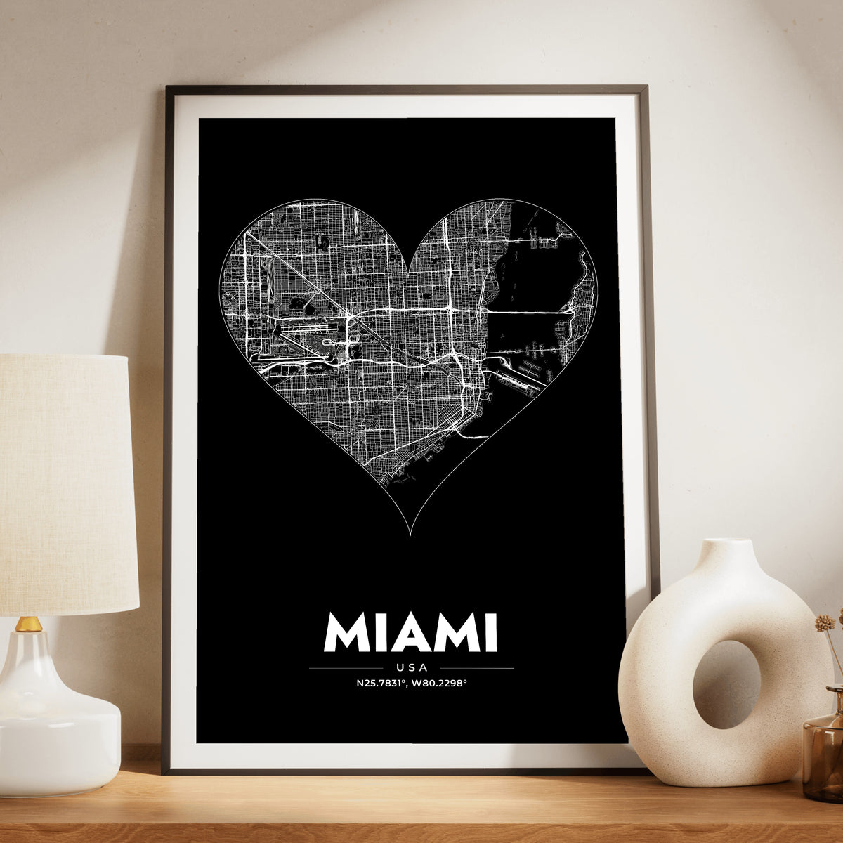 Miami Heart Map Poster