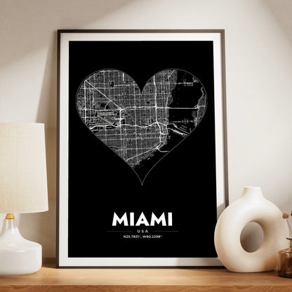 Miami Heart Map Poster