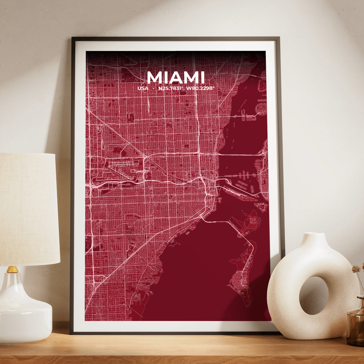 Miami Garnet Map Poster
