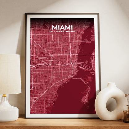 Miami Garnet Map Poster