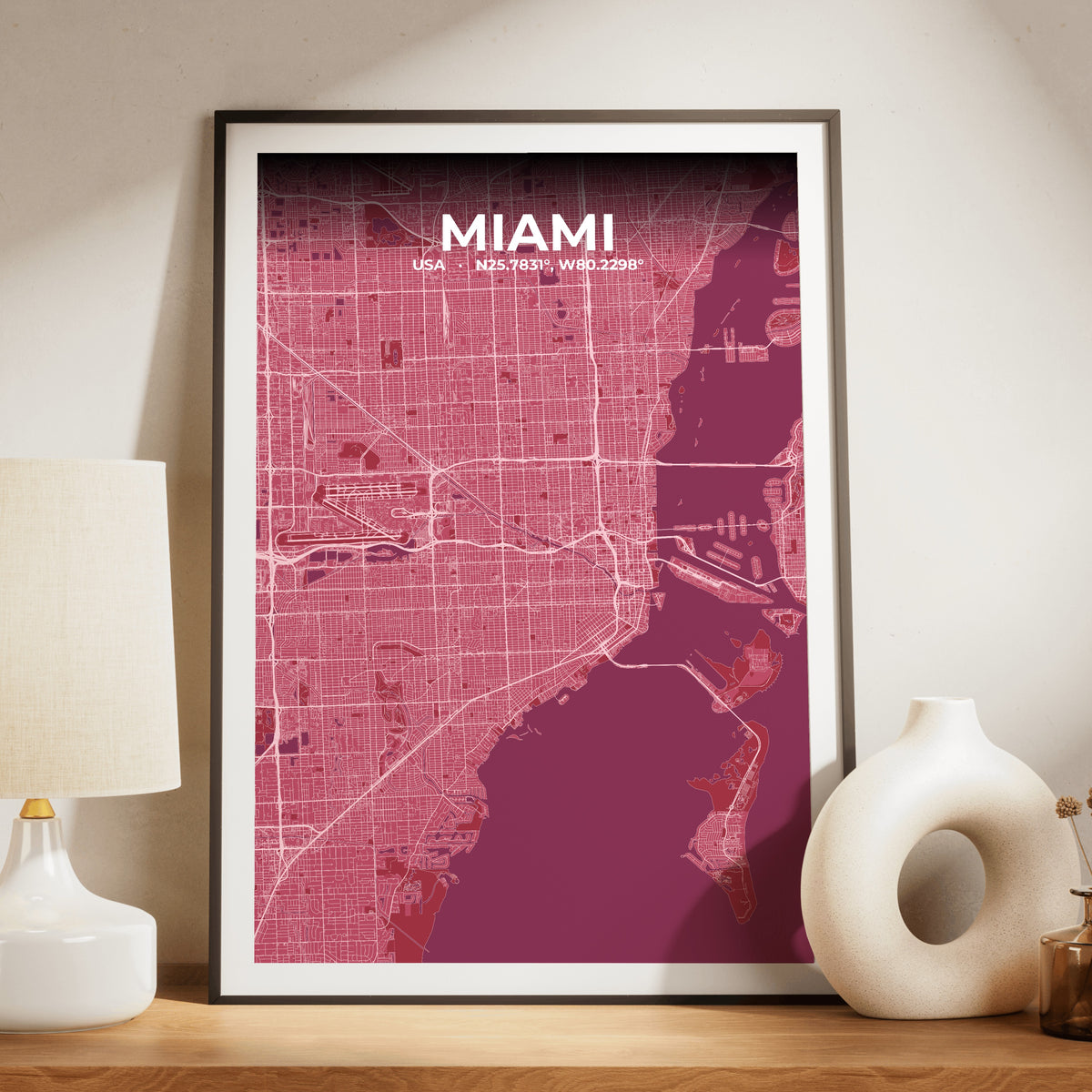 Miami Scarlet Map Poster