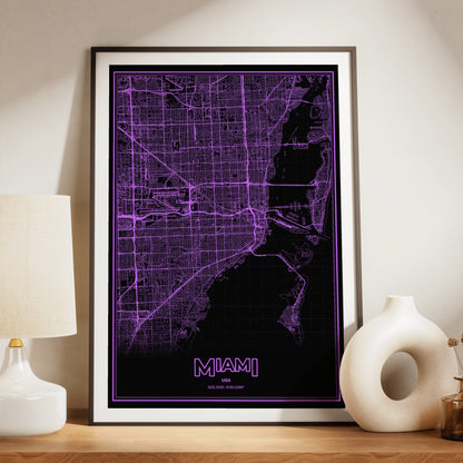 Miami Phosphor Map Poster - EGA Violet