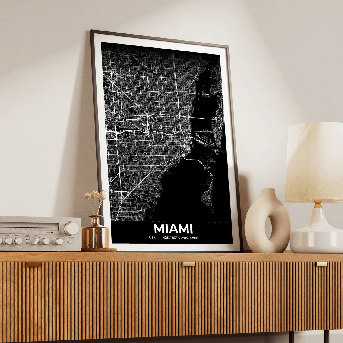 Miami Elegant Map Poster