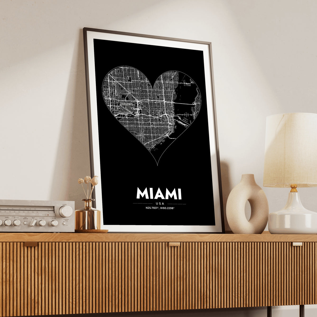 Miami Heart Map Poster