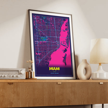 Miami Cyberpunk Map Poster