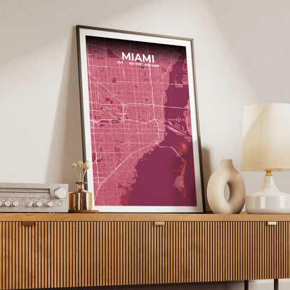 Miami Scarlet Map Poster